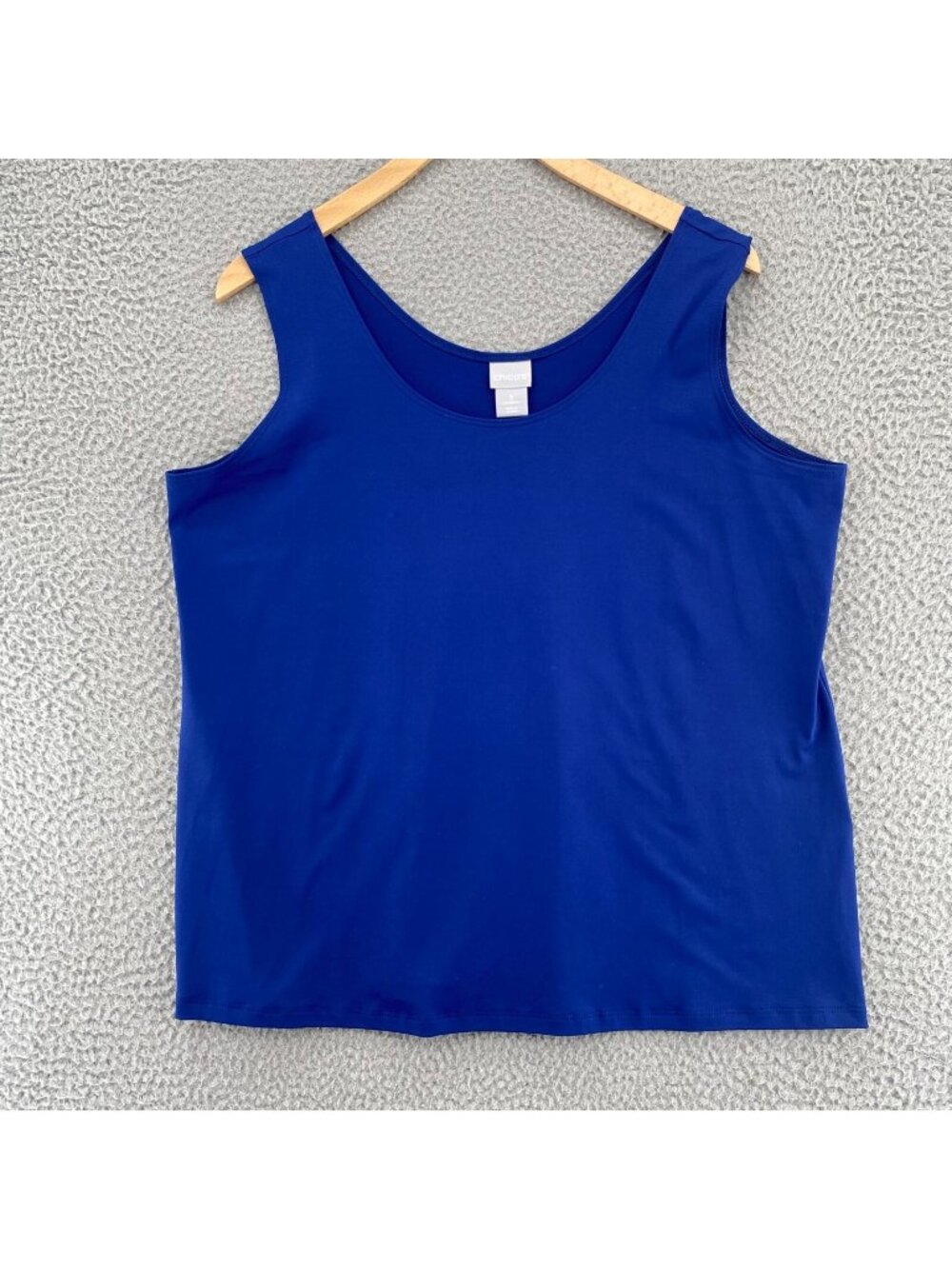 Chicos Top Womens 3 US Extra Large Blue Tank Sleeveless Stretch Knit Scoop Neck